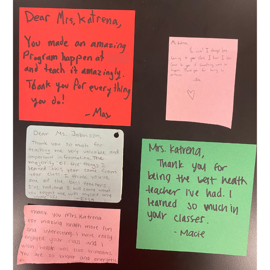 Picture of 5 thank you letters I've received when I've taught this engaging gratitude lesson.