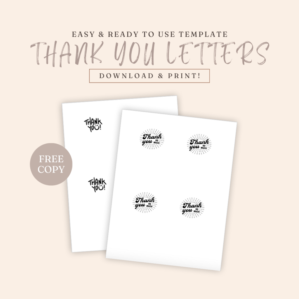 Graphic of thank you templates to use with this gratitude lesson. Click on for free access to these thank you letter templates.