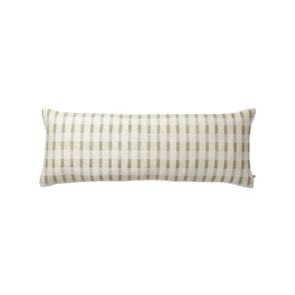 Layered Stripe Lumbar Bed Pillow Sage Green/Cream/Natural - Hearth & Hand™ with Magnolia. Link included for purchase.