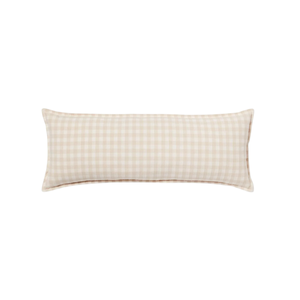 Beige And Cream Gingham Lumbar Pillow  Link included for purchase.