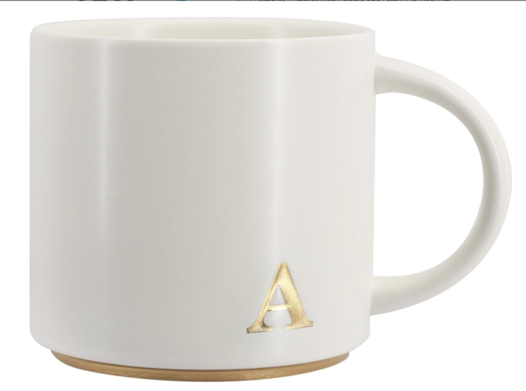 Image of ceramic mug with initial.