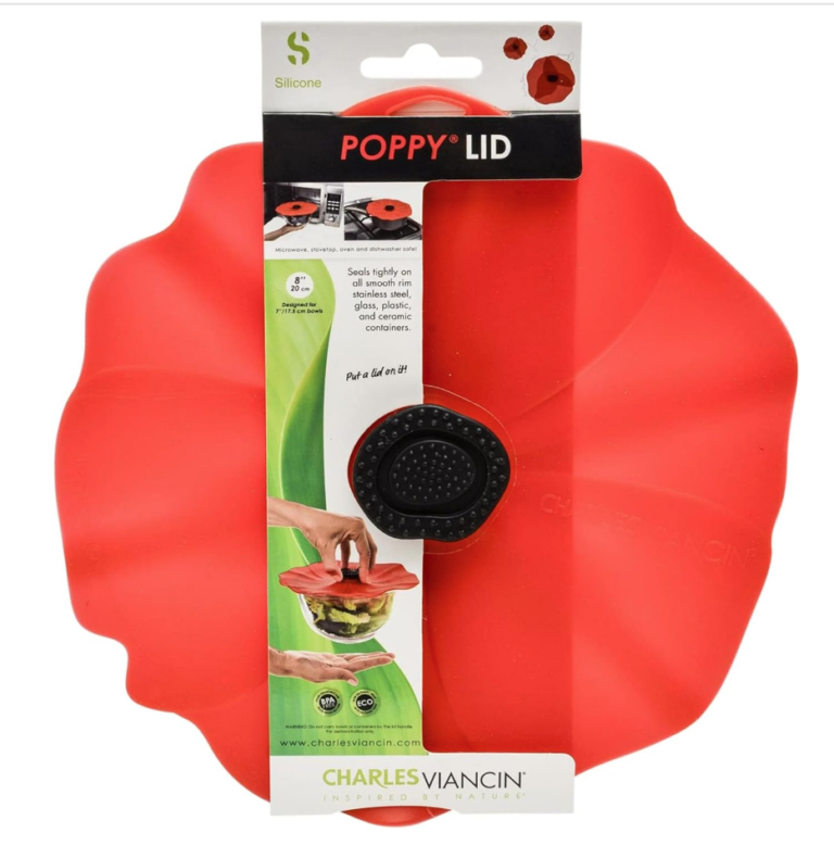 Image of red poppy silicone food storage lid.