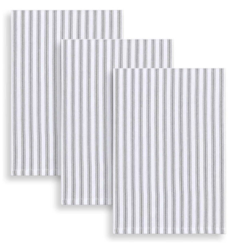 Image of 3 blue and white striped dish towels.