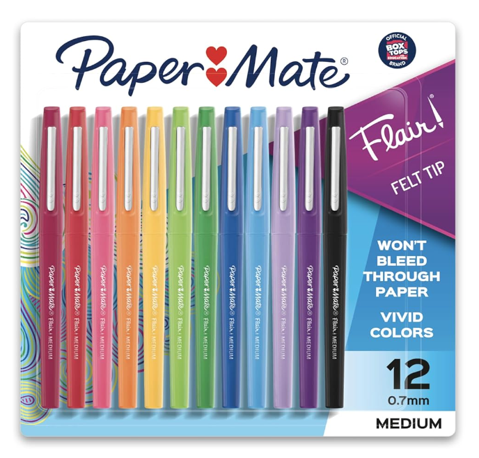 Image of paper mate pen set in variety of colors. 