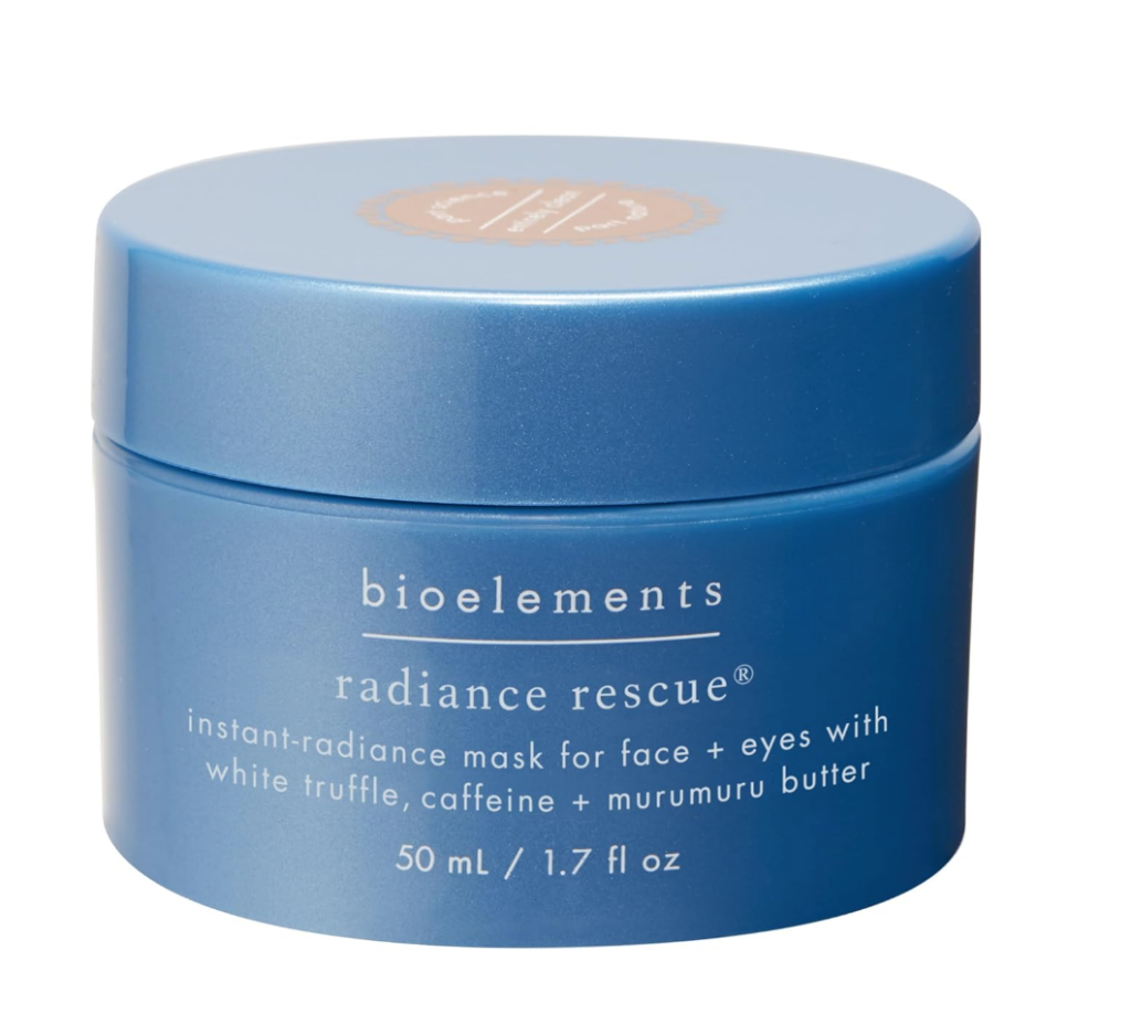 best affordable skincare brands. Image of blue container of bioelements radiance rescue mask.