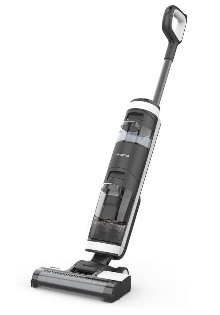 household essentials meaning. Image of Tineco wet dry vacuum cleaner that is grey and white.