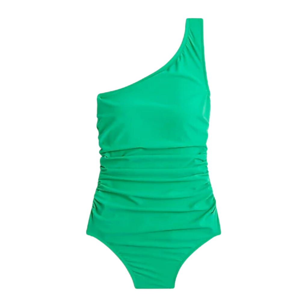 One piece swimsuits tummy control single strap green swimsuit. 