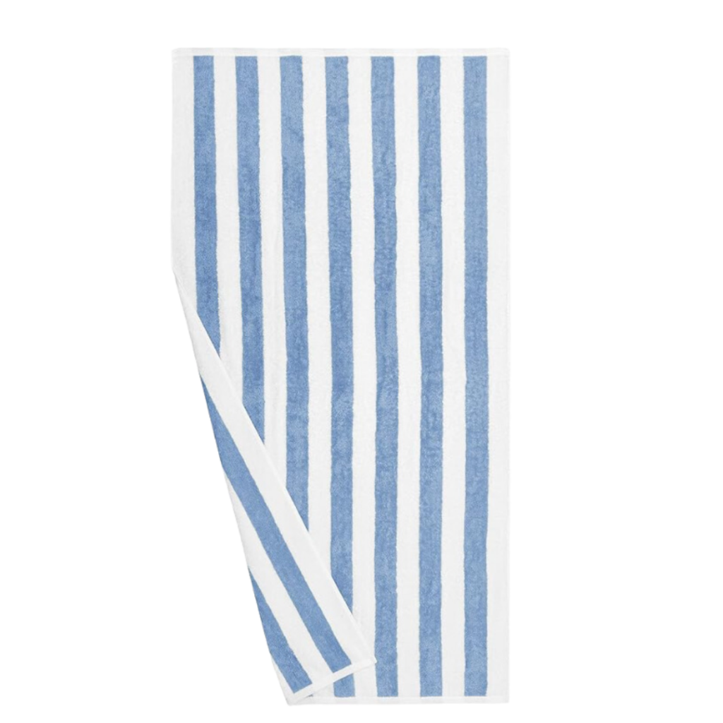 best blue and white striped beach towel.