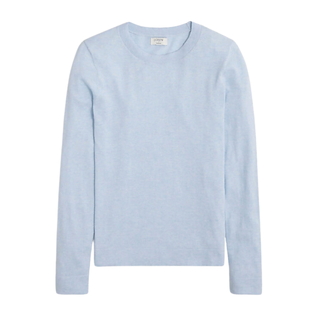 casual teacher outfits. Image of sweater in powder blue. 