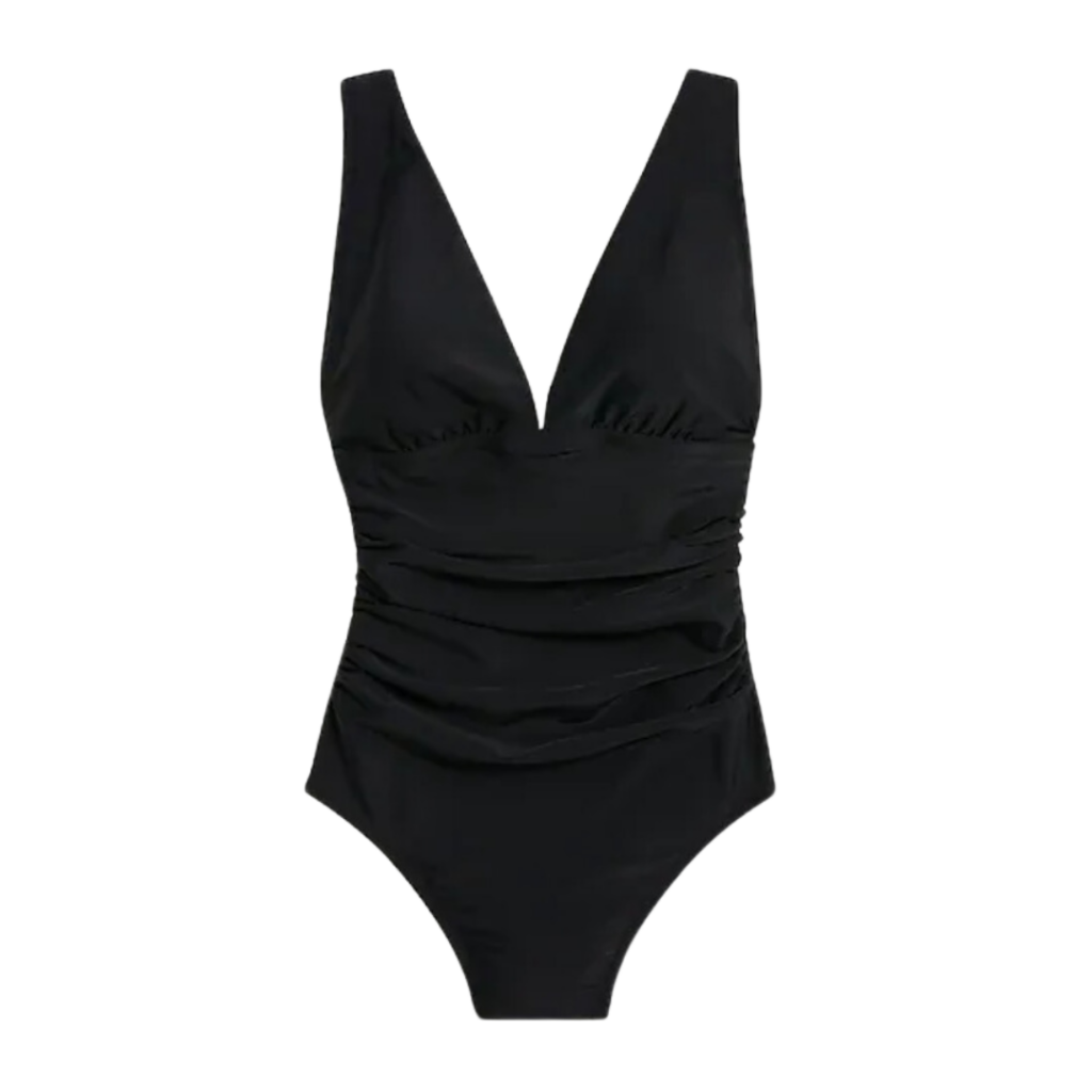 womens black one piece swimsuit.