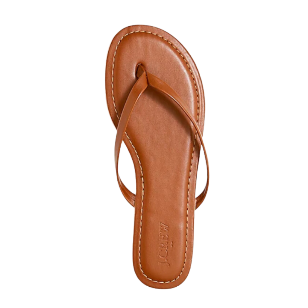 women's brown thin strap flip flop. 