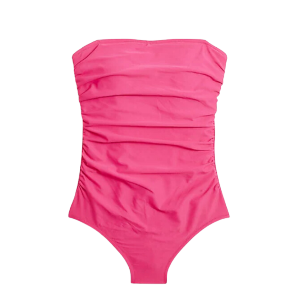 strapless women's onepiece bathing suit in bright pink. 