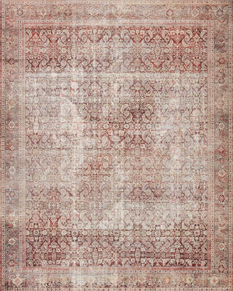 affordable rugs for living room. Image of red, green, yellow, and blue vintage rug. 